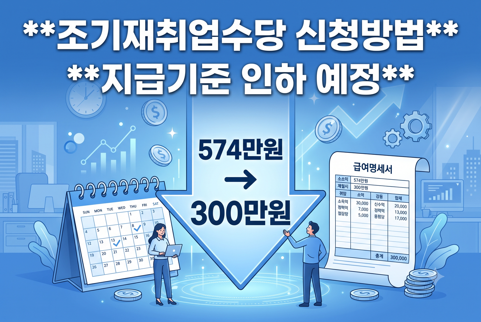 조기재취업수당 신청방법 총정리, 574만원→300만원 기준 인하 전 확인하세요