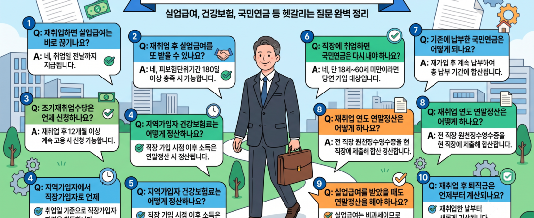 재취업 후 실업급여는 어떻게 되나요? 4대보험까지 헷갈리는 질문 10가지